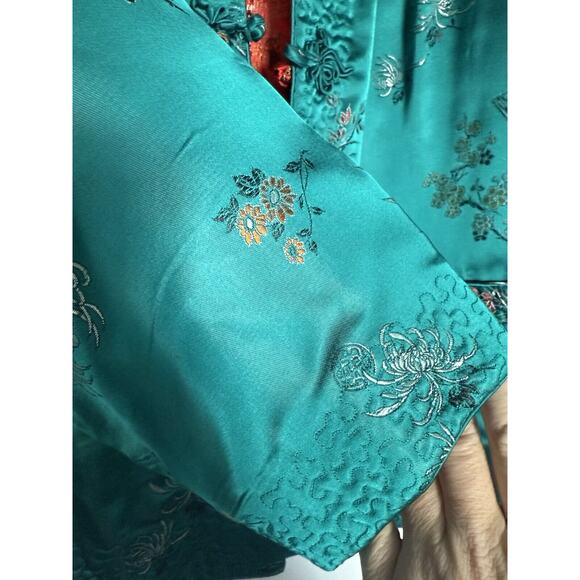 Peony Brand Retro Vintage Green red reversible 70’s 80’s. silk jacket Size 38 - Picture 7 of 14